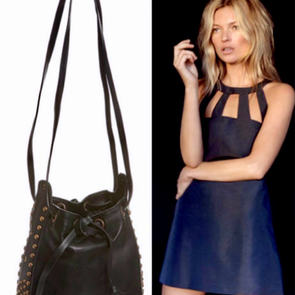 Rare Kate Moss for Topshop soft black leather stud bag